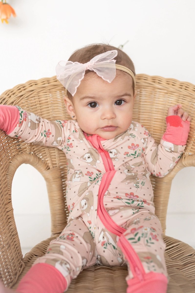 Dreamlet Meadow Bunny Convertible Zip Footies for Babies Dreamlet - Everetts Place Boutique - 