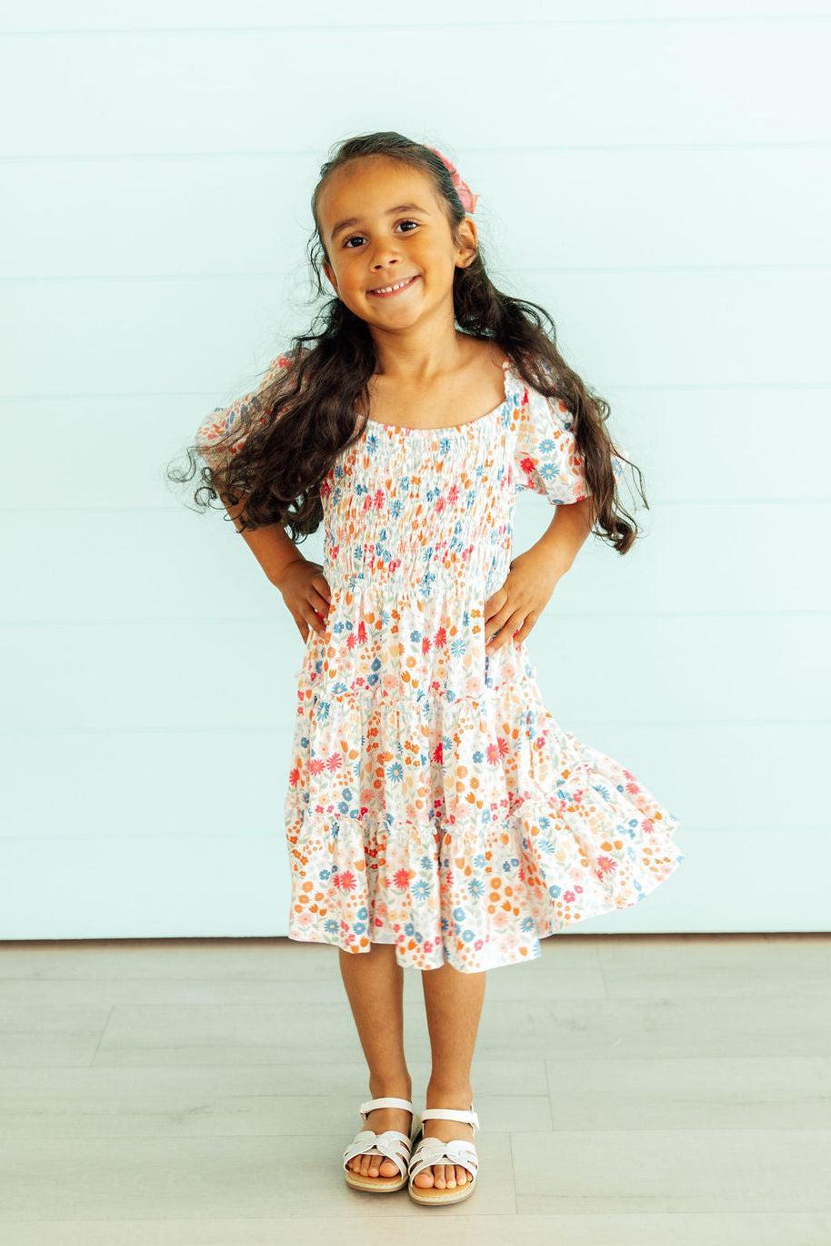 Mila & Rose ® Meadow Magic Smocked Ruffle Dress - 