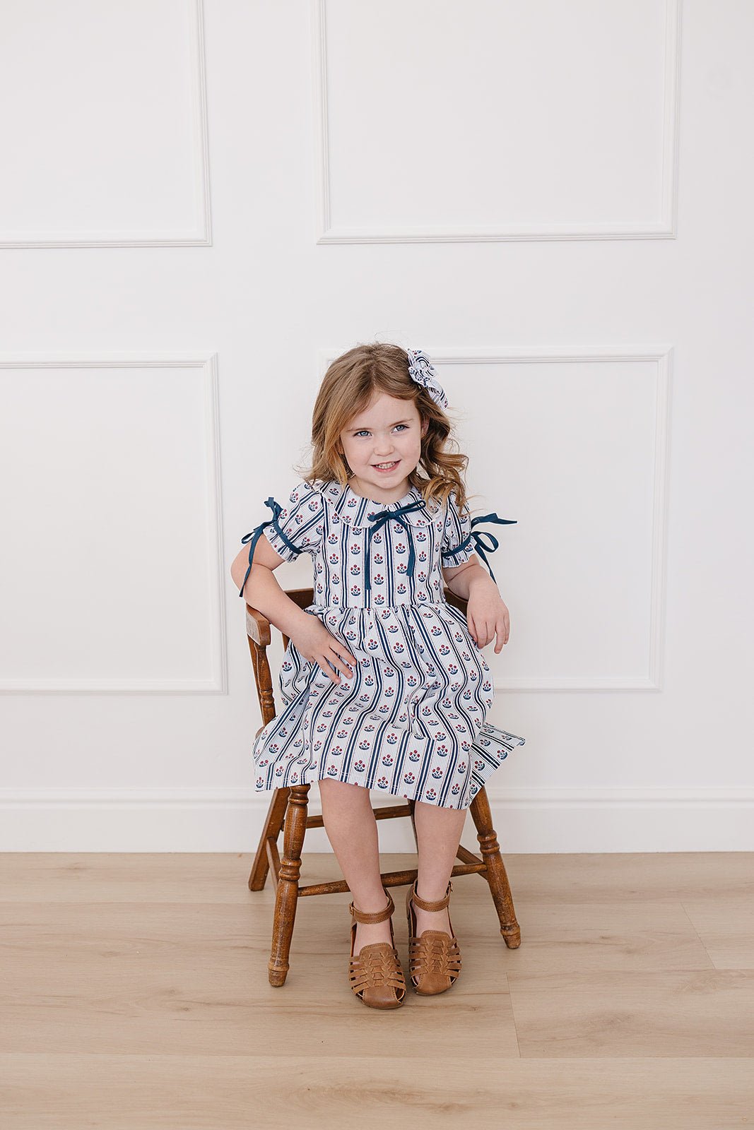 Mebie Baby Mebie Baby Block Print Floral Dress for Baby Girls - 