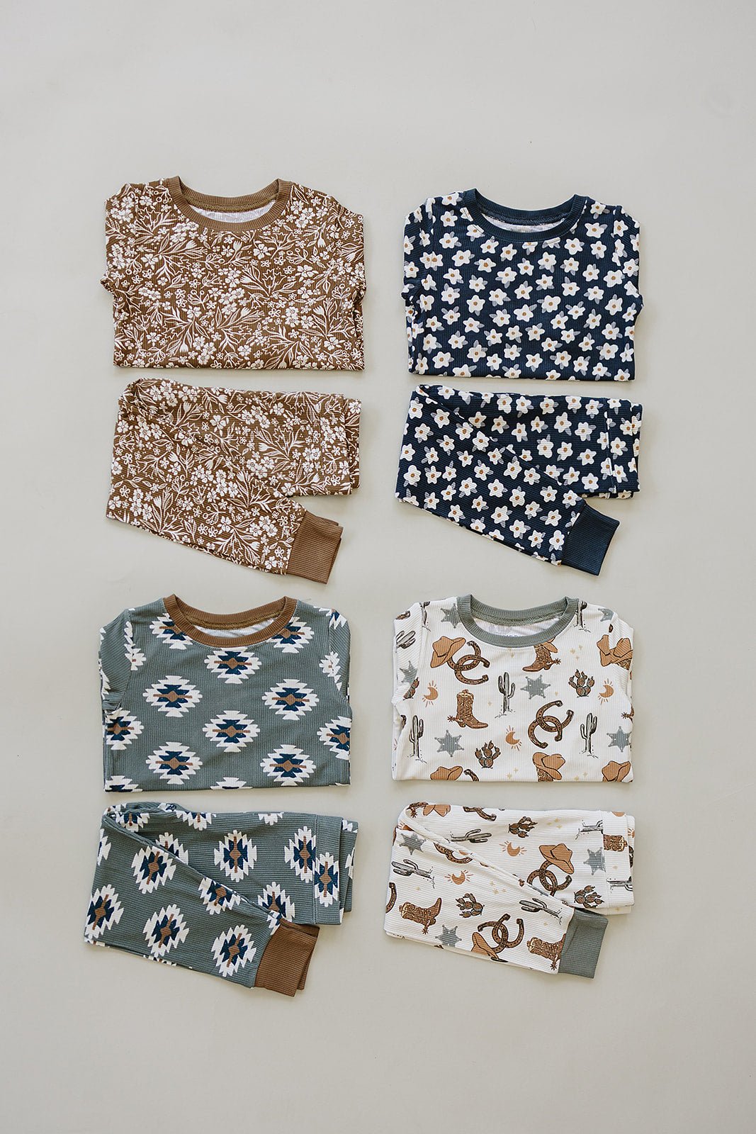 Mebie Baby Mebie Baby Brown Floral Ribbed Bamboo Cozy Sleep Set For Babies And Toddlers - 
