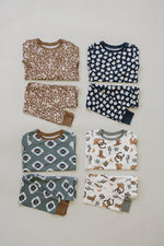 Mebie Baby Mebie Baby Brown Floral Ribbed Bamboo Cozy Sleep Set For Babies And Toddlers - 