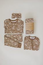 Mebie Baby Mebie Baby Brown Floral Ribbed Bamboo Cozy Sleep Set For Babies And Toddlers - 