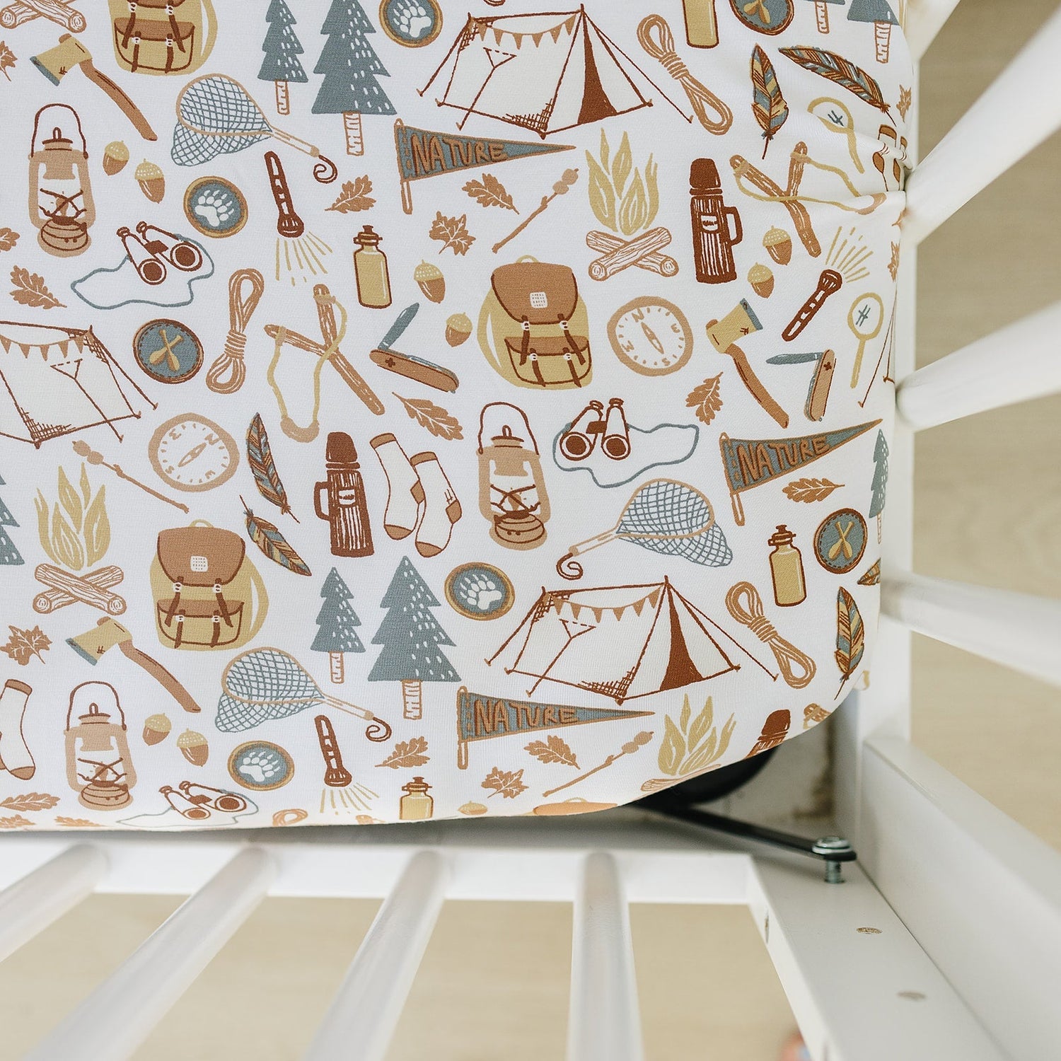 Mebie Baby Mebie Baby Camping Trip Bamboo Stretch Crib Sheet For Baby Nursery Bedding - 