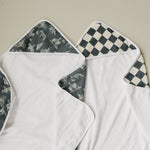 Mebie Baby Mebie Baby Charcoal Checkered Muslin Hooded Towel For Babies And Toddlers - 