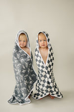 Mebie Baby Mebie Baby Charcoal Checkered Muslin Hooded Towel For Babies And Toddlers - 