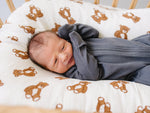 Mebie Baby Mebie Baby Charcoal Organic Cotton Ribbed Double Zipper Footed Pajamas - 