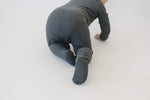 Mebie Baby Mebie Baby Charcoal Organic Cotton Ribbed Double Zipper Footed Pajamas - 