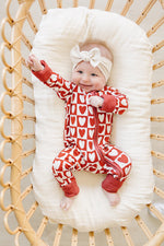 Mebie Baby Mebie Baby Checkered Hearts Ribbed Bamboo Zipper Sleepwear - 