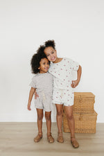 Mebie Baby Mebie Baby Cherry Print Shorts Set Cotton With Raw Hems Detailing - 