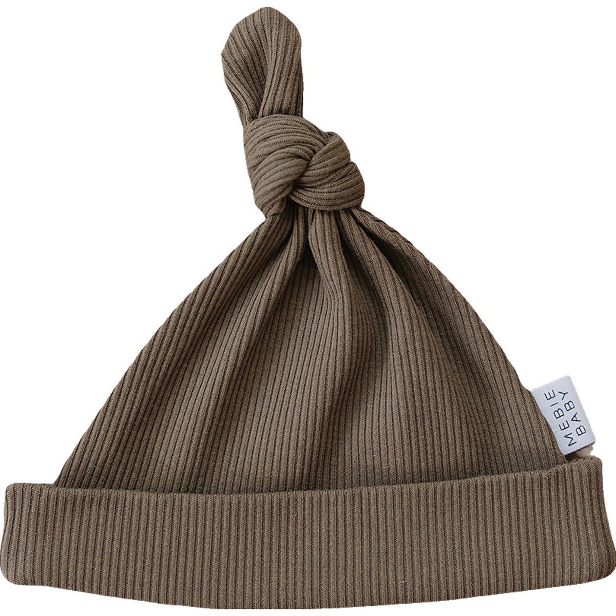 Mebie Baby Mebie Baby Cocoa Organic Cotton Ribbed Newborn Knot Hat - 