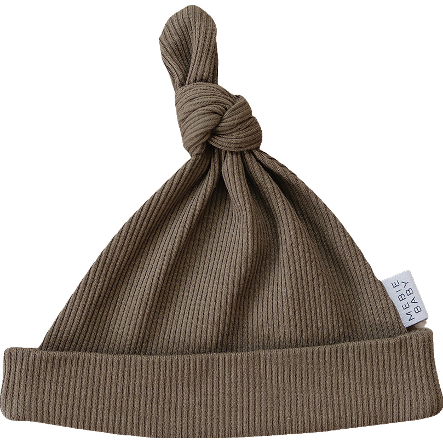 Mebie Baby Mebie Baby Cocoa Organic Cotton Ribbed Newborn Knot Hat - 