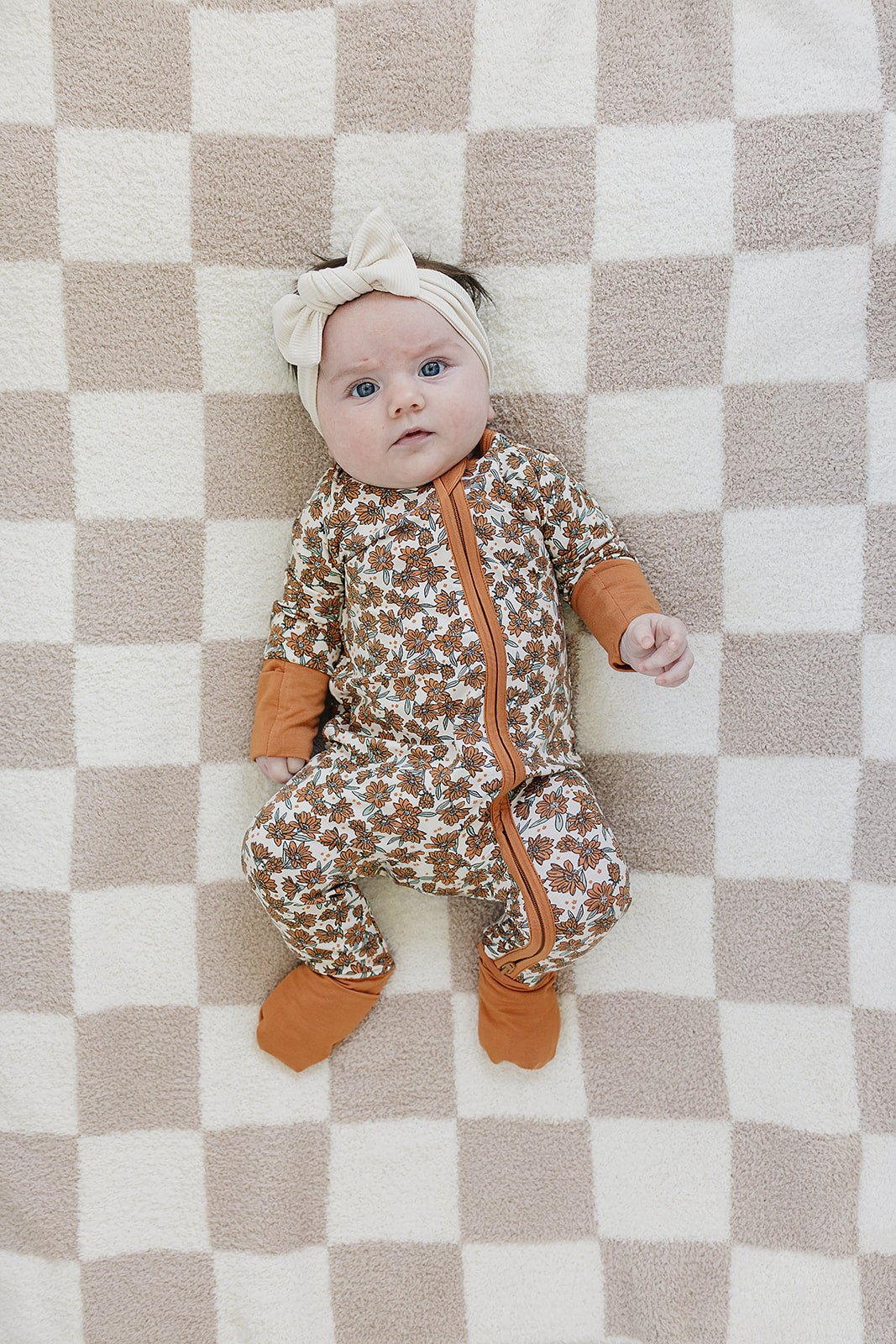 Mebie Baby Mebie Baby Cream Magnolia Bamboo Footed Pajamas With Double Zipper - 