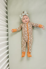 Mebie Baby Mebie Baby Cream Magnolia Bamboo Footed Pajamas With Double Zipper - 