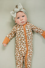 Mebie Baby Mebie Baby Cream Magnolia Bamboo Footed Pajamas With Double Zipper - 