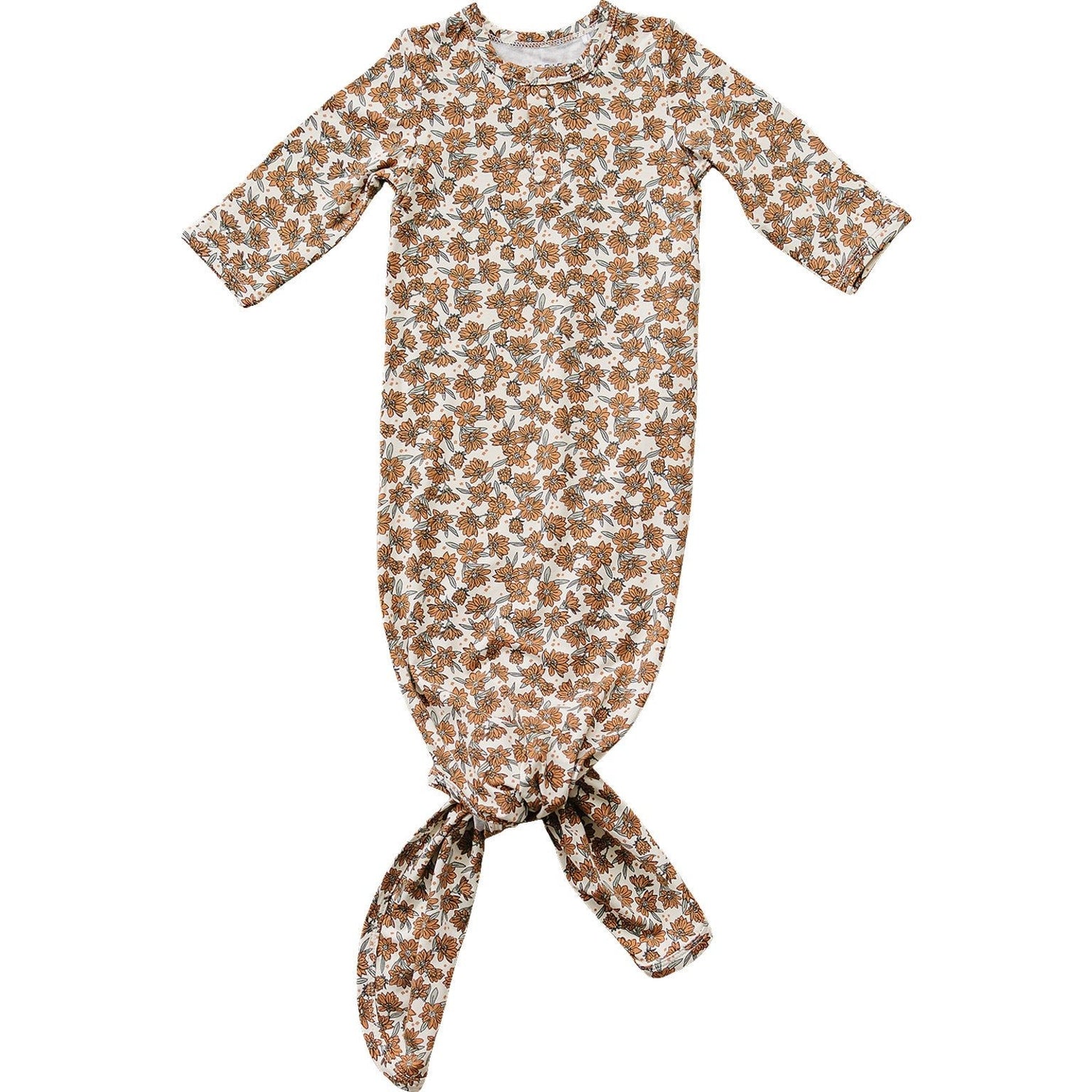 Mebie Baby Mebie Baby Cream Magnolia Bamboo Knot Gown Bamboo Rayon 0 To 3 Months - 