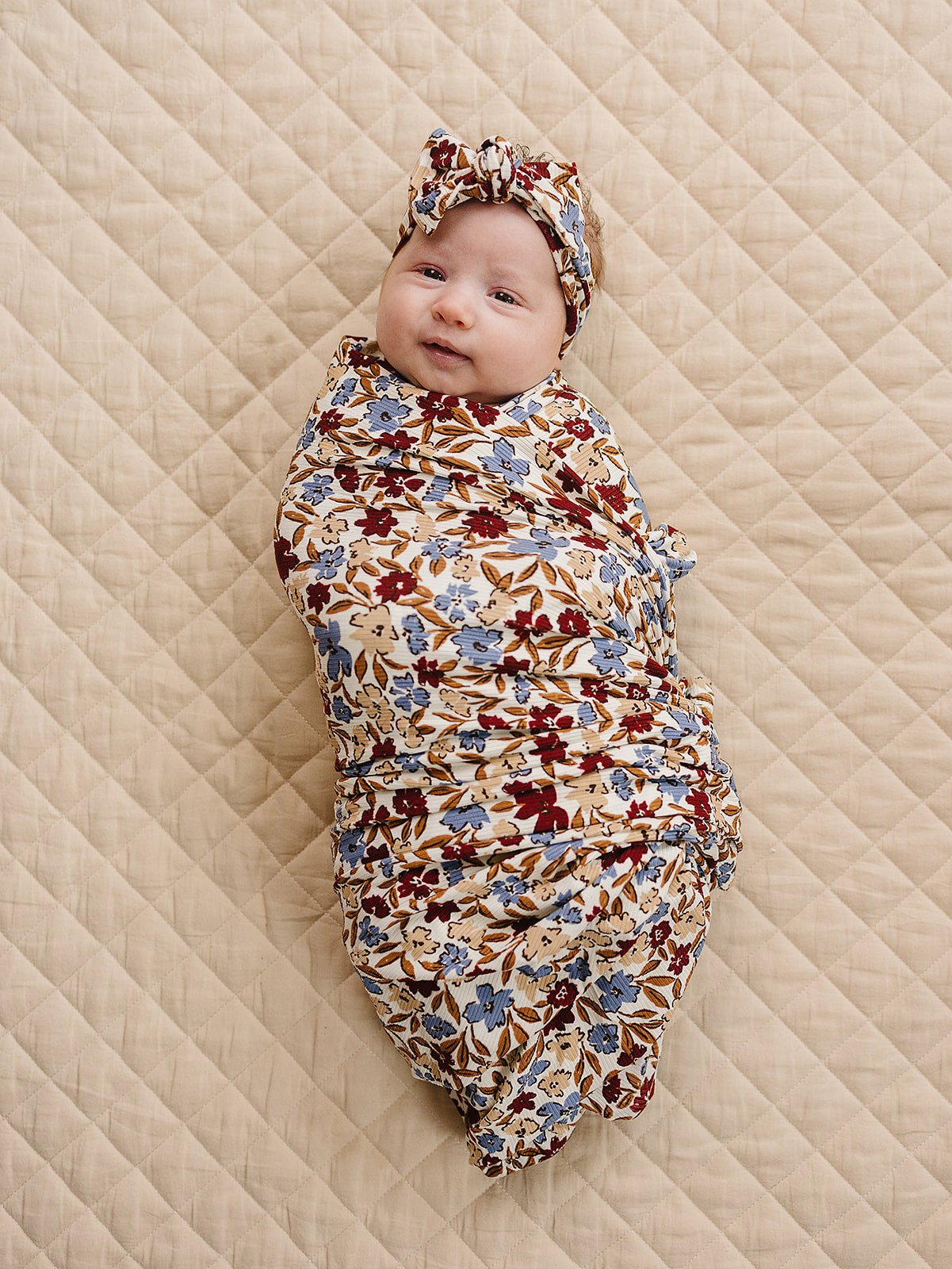 Mebie Baby Mebie Baby Desert Floral Ribbed Bamboo Stretch Swaddle - 