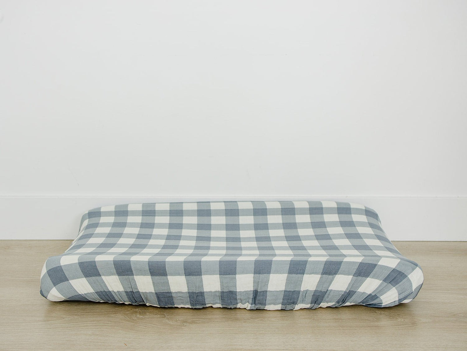 Mebie Baby Mebie Baby Dusty Blue Gingham Muslin Changing Pad Cover - 