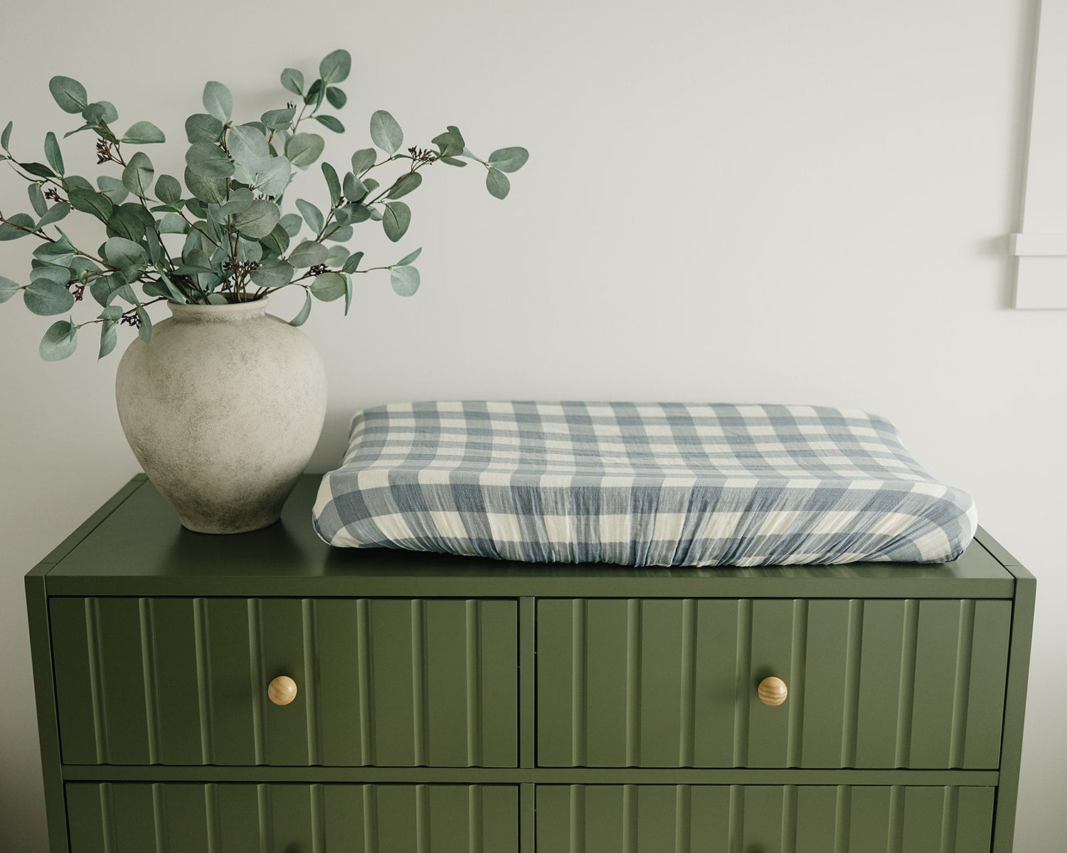 Mebie Baby Mebie Baby Dusty Blue Gingham Muslin Changing Pad Cover - 