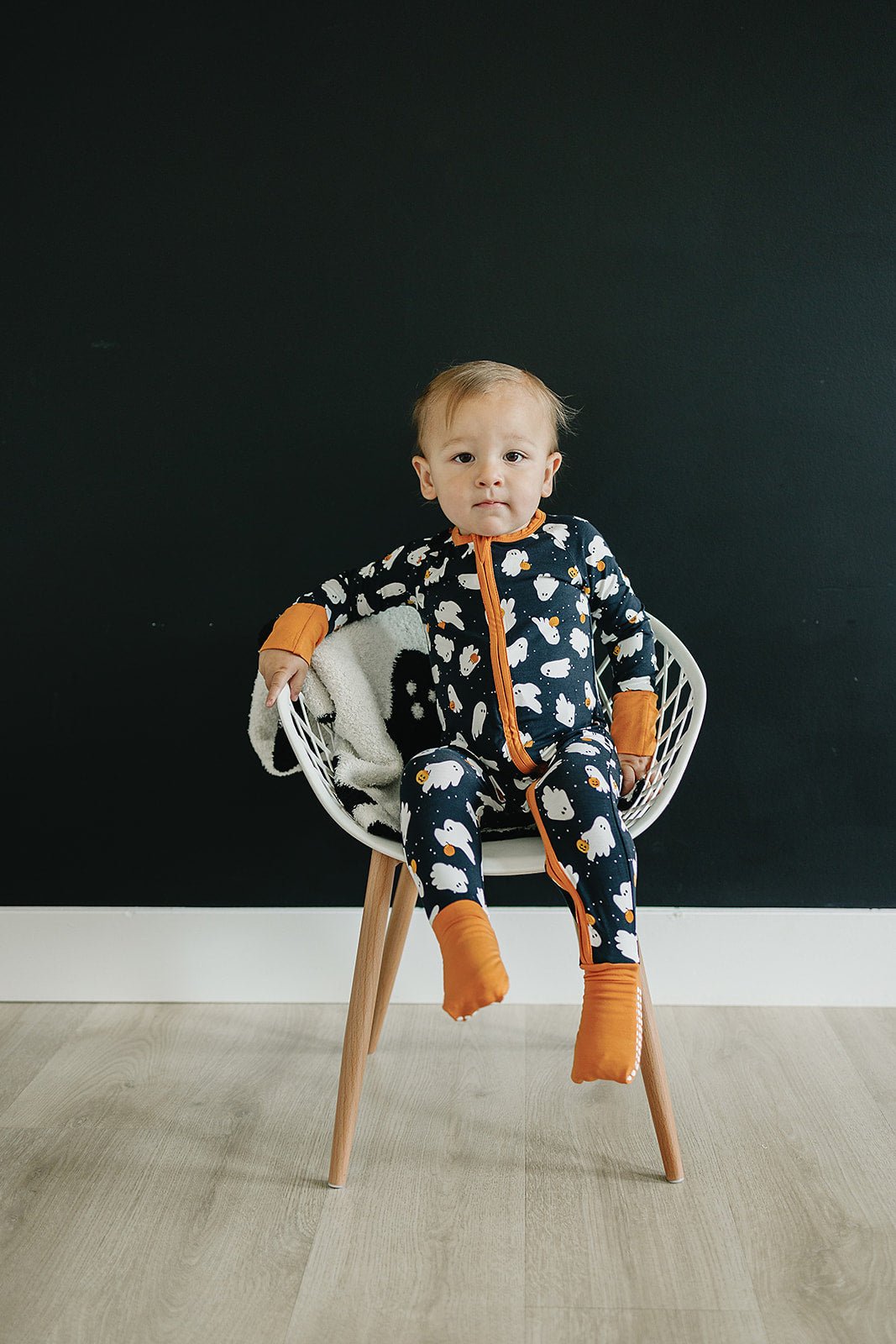 Mebie Baby Mebie Baby Ghosts Bamboo Zipper Sleepwear Pumpkin Print For 0 To 18 Months - 
