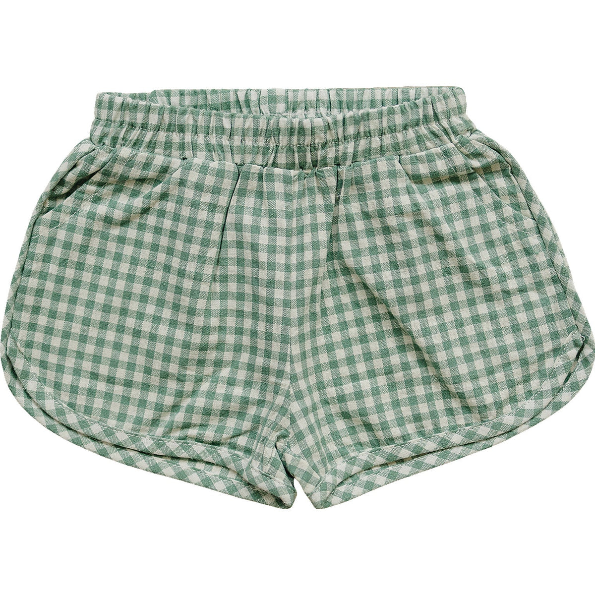 Mebie Baby Mebie Baby Green Gingham Shorts For Kids Soft Comfortable Summer Wear - 