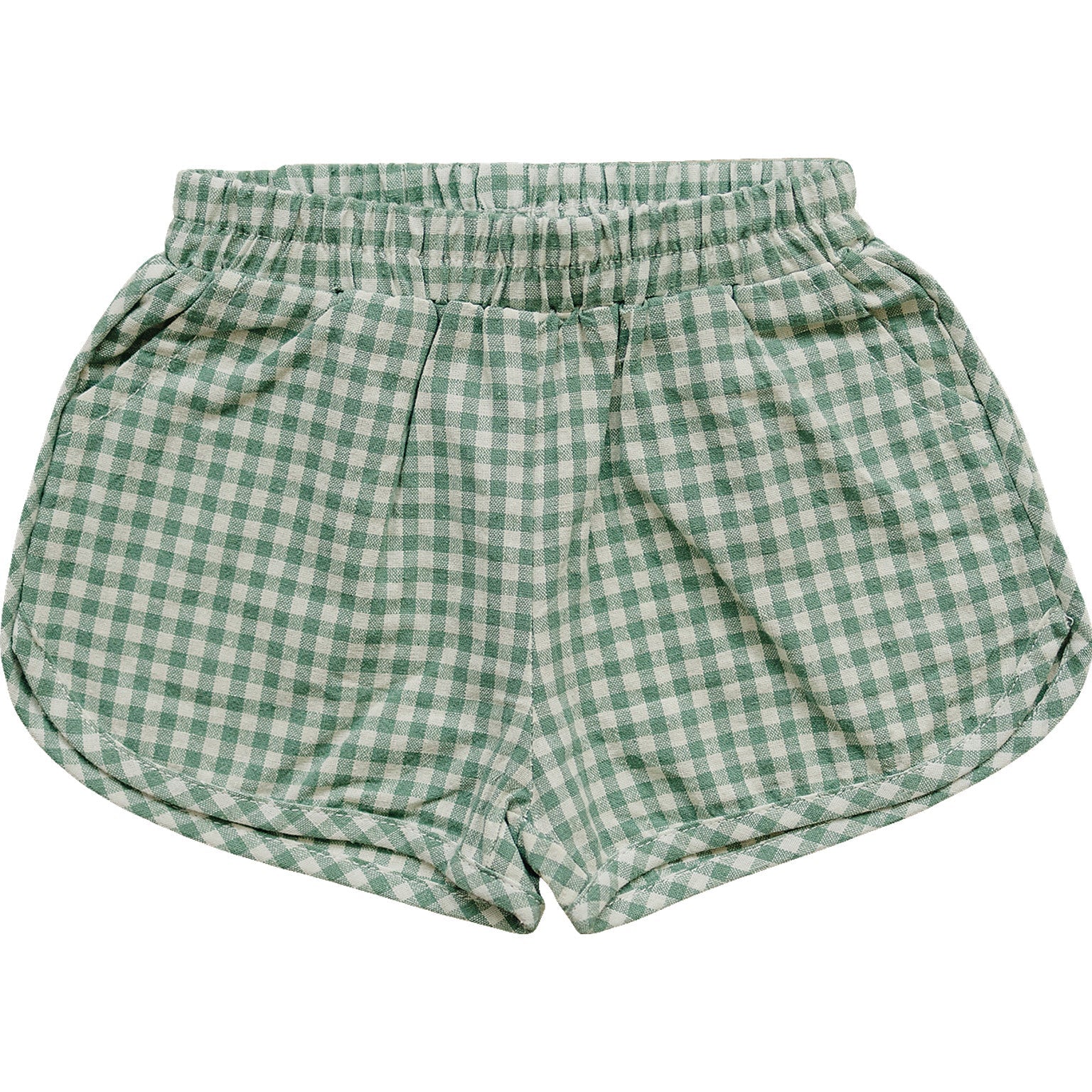 Mebie Baby Mebie Baby Green Gingham Shorts For Kids Soft Comfortable Summer Wear - 