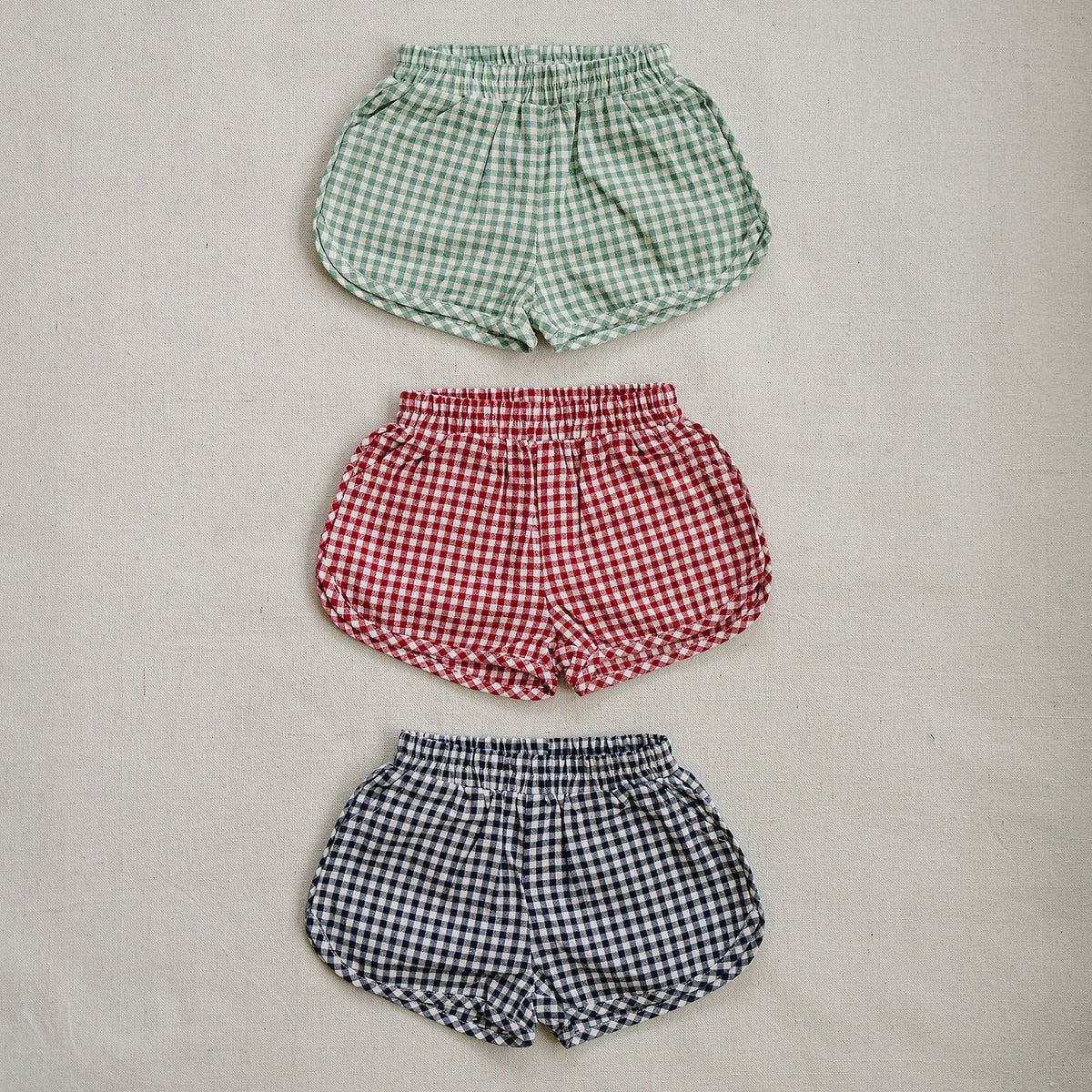 Mebie Baby Mebie Baby Green Gingham Shorts For Kids Soft Comfortable Summer Wear - 