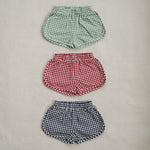 Mebie Baby Mebie Baby Green Gingham Shorts For Kids Soft Comfortable Summer Wear - 