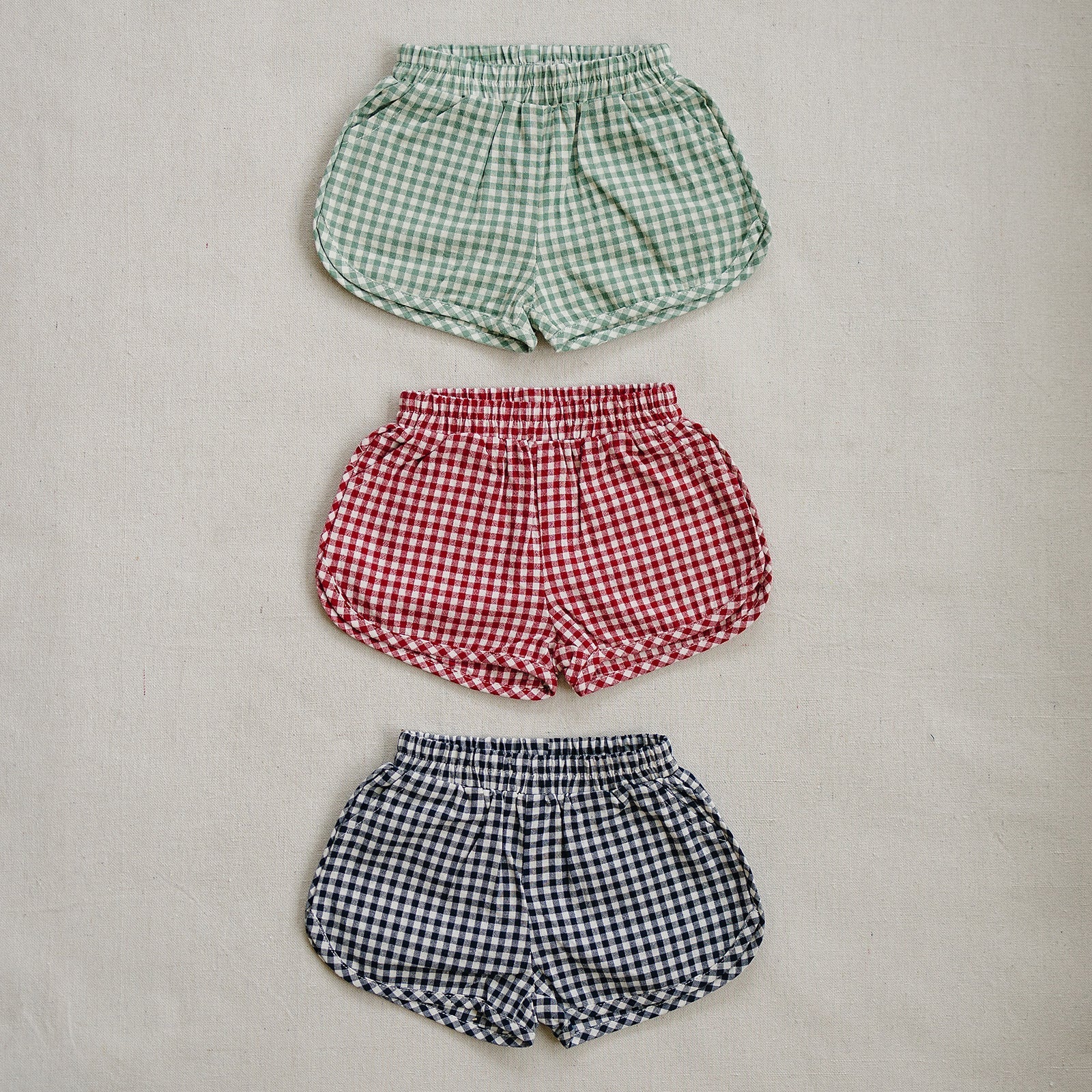 Mebie Baby Mebie Baby Green Gingham Shorts For Kids Soft Comfortable Summer Wear - 