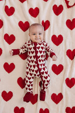 Mebie Baby Mebie Baby Hearts Ribbed Bamboo Zipper Sleepwear for Babies and Toddlers - 