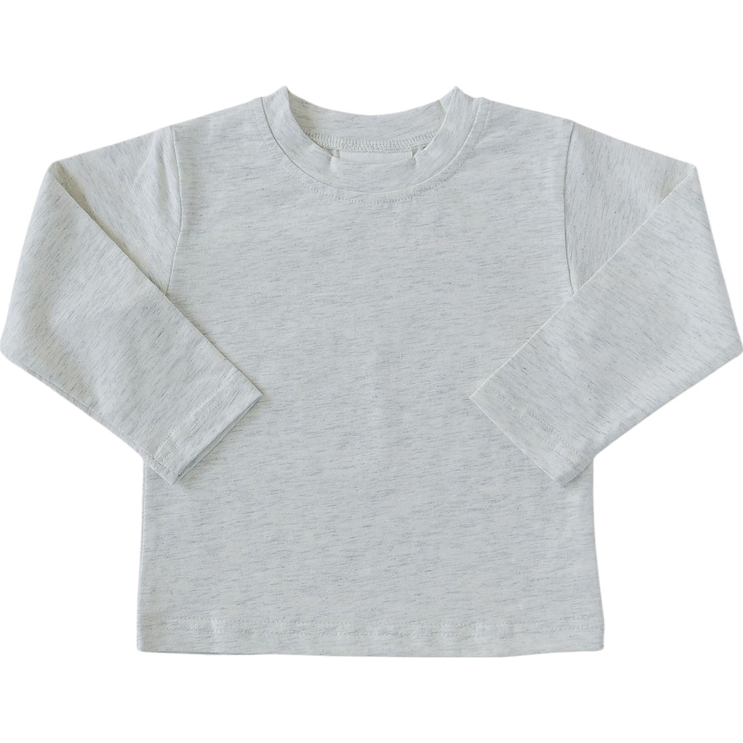 Heather grey long sleeve baby tee with a classic crew neck fit