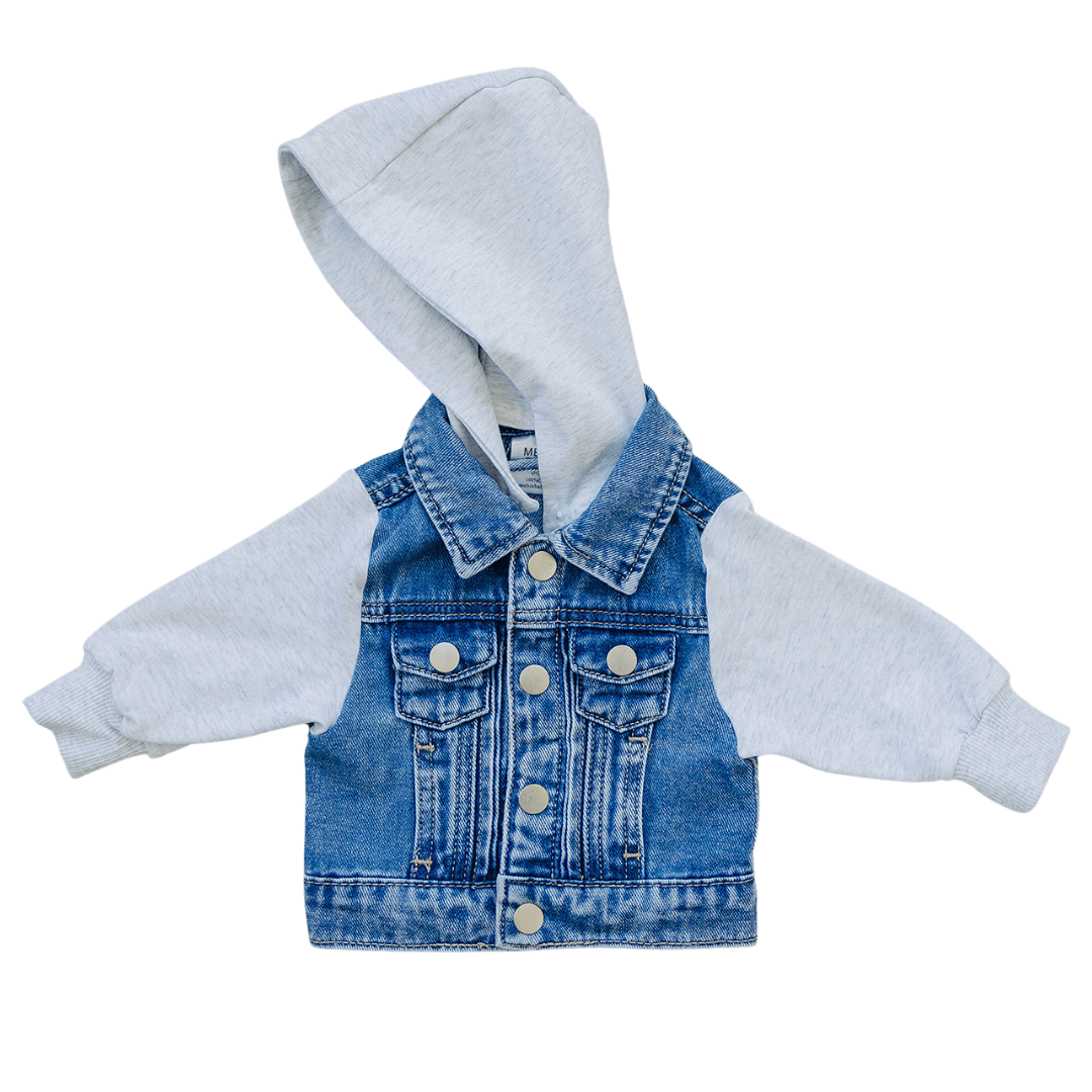 Mebie Baby Hooded Jean Jacket - Clothing, Sleeve, White, Denim, Textile | Everetts Place