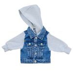 Mebie Baby Hooded Jean Jacket - Clothing, Sleeve, White, Denim, Textile | Everetts Place