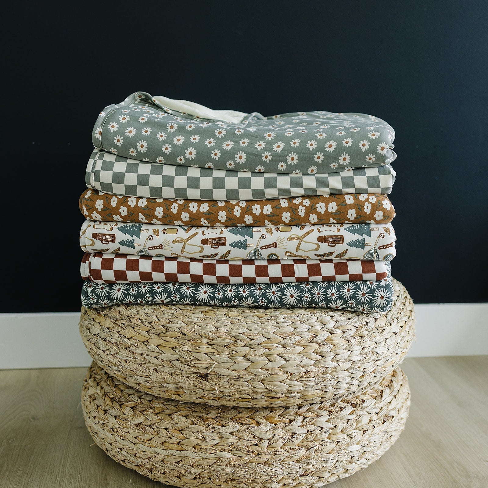 Mebie Baby Mebie Baby Light Green Checkered Bamboo Fleece Quilt For Baby Reversible - 