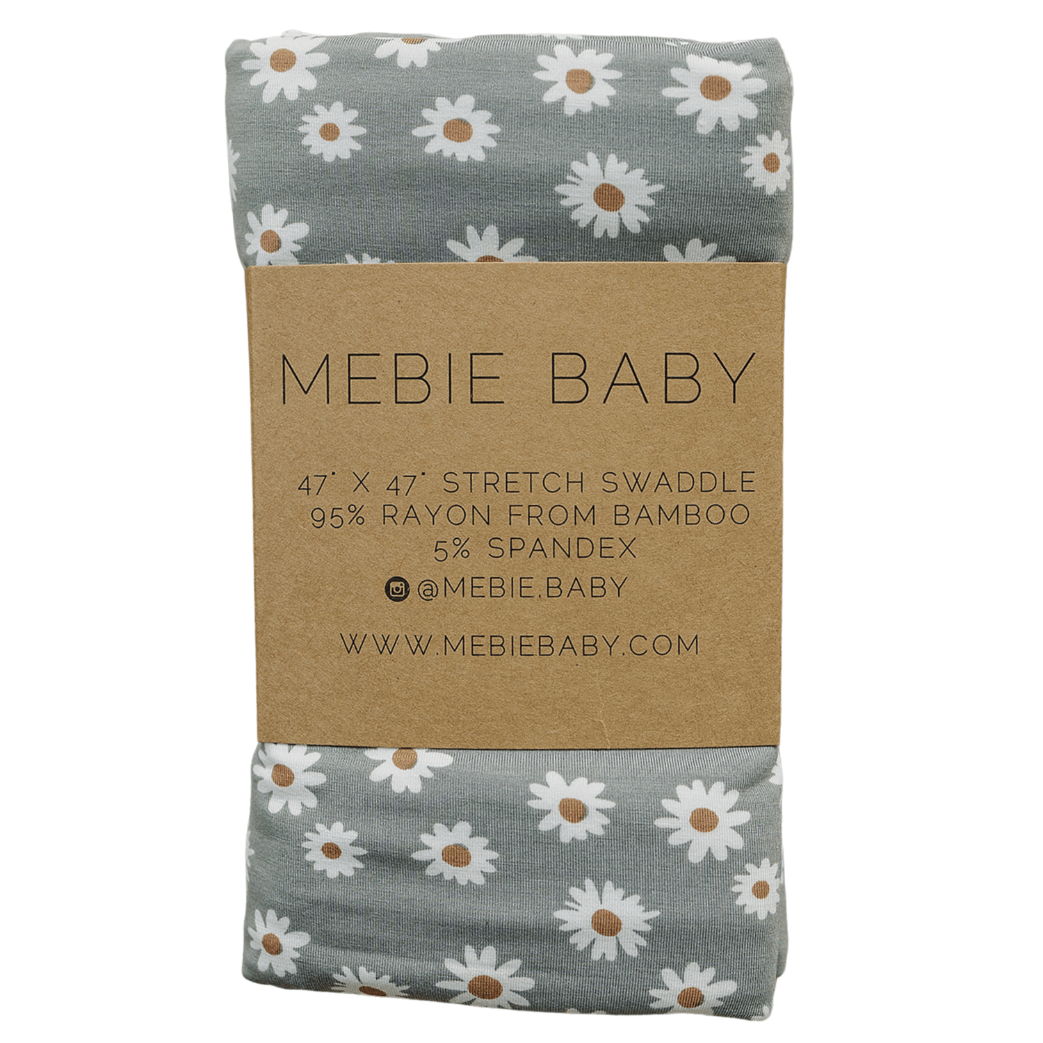 Mebie Baby Mebie Baby Light Green Daisy Bamboo Stretch Swaddle - 