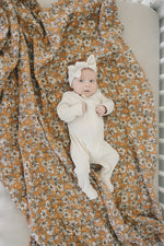 Mebie Baby Mebie Baby Magnolia Muslin Quilt Four Layer Neutral Floral Print For Toddlers - 