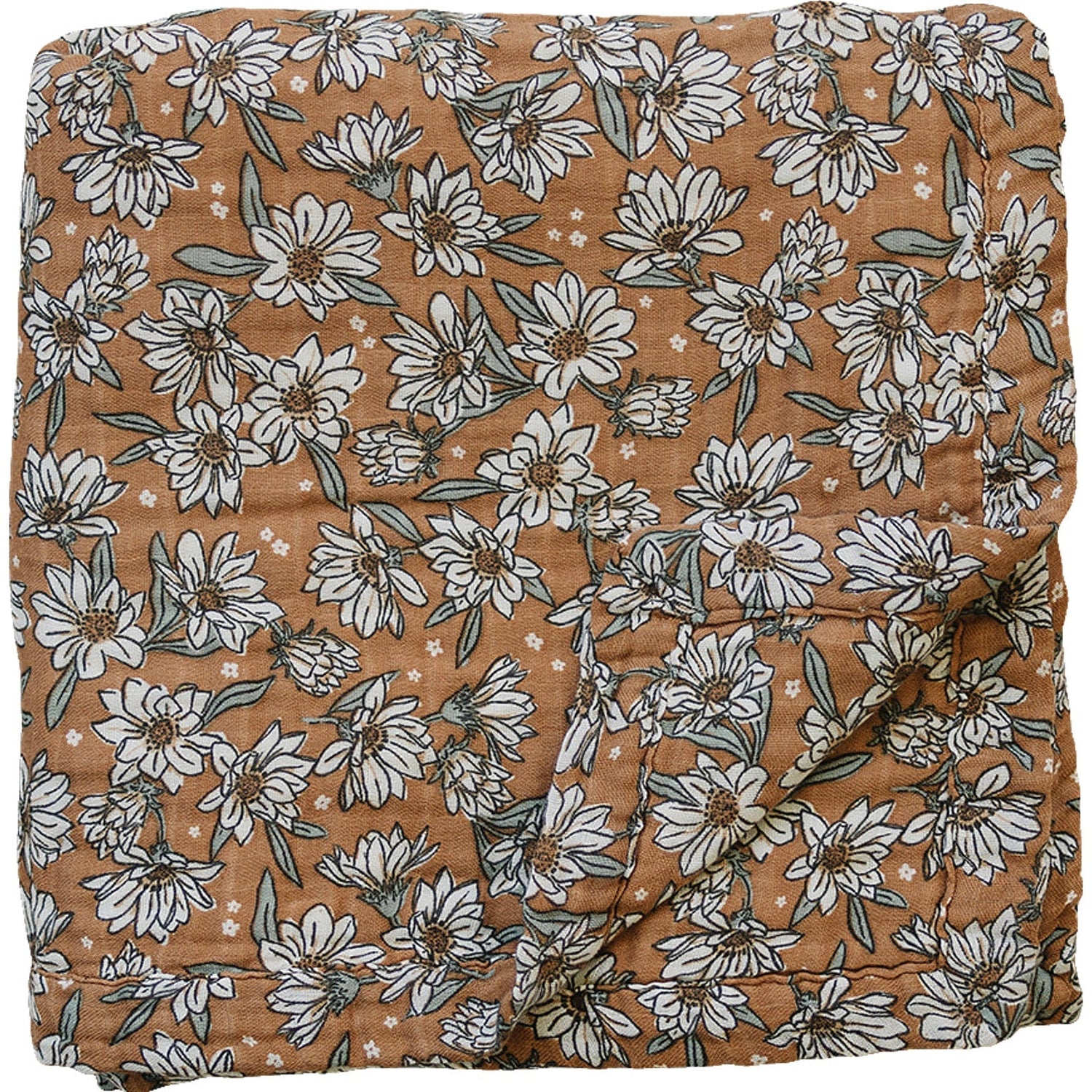 Mebie Baby Mebie Baby Magnolia Muslin Quilt Four Layer Neutral Floral Print For Toddlers - 