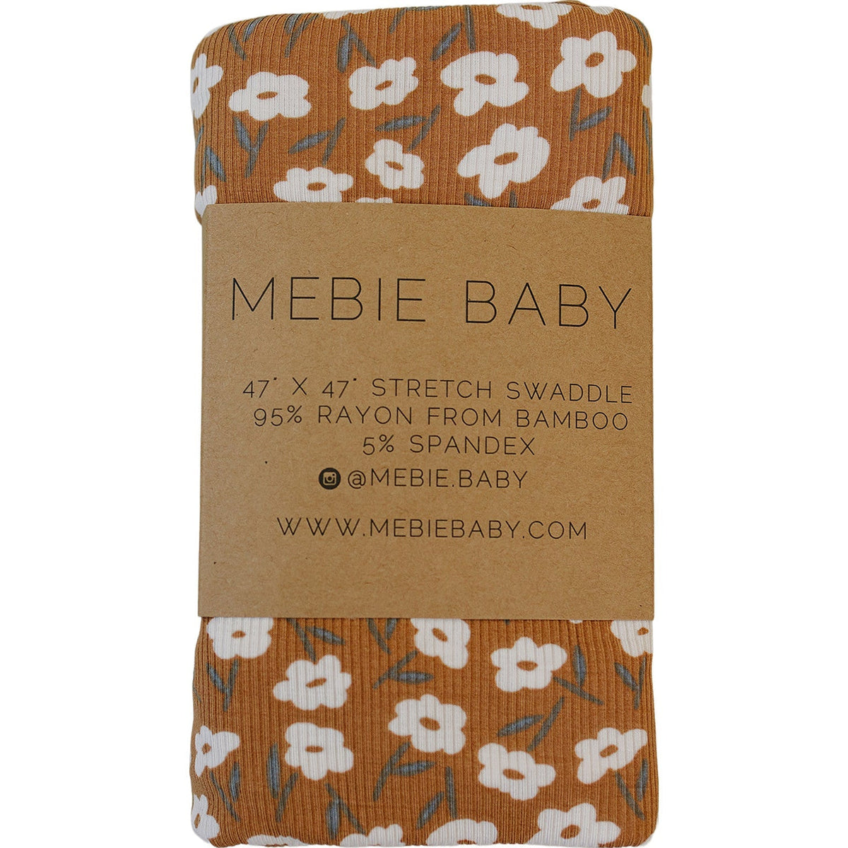 Mebie Baby Mebie Baby Mustard Floral Ribbed Bamboo Stretch Swaddle For Newborns - 