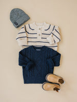 Mebie Baby Mebie Baby Navy Cable Knit Sweater 100 Percent Cotton - 