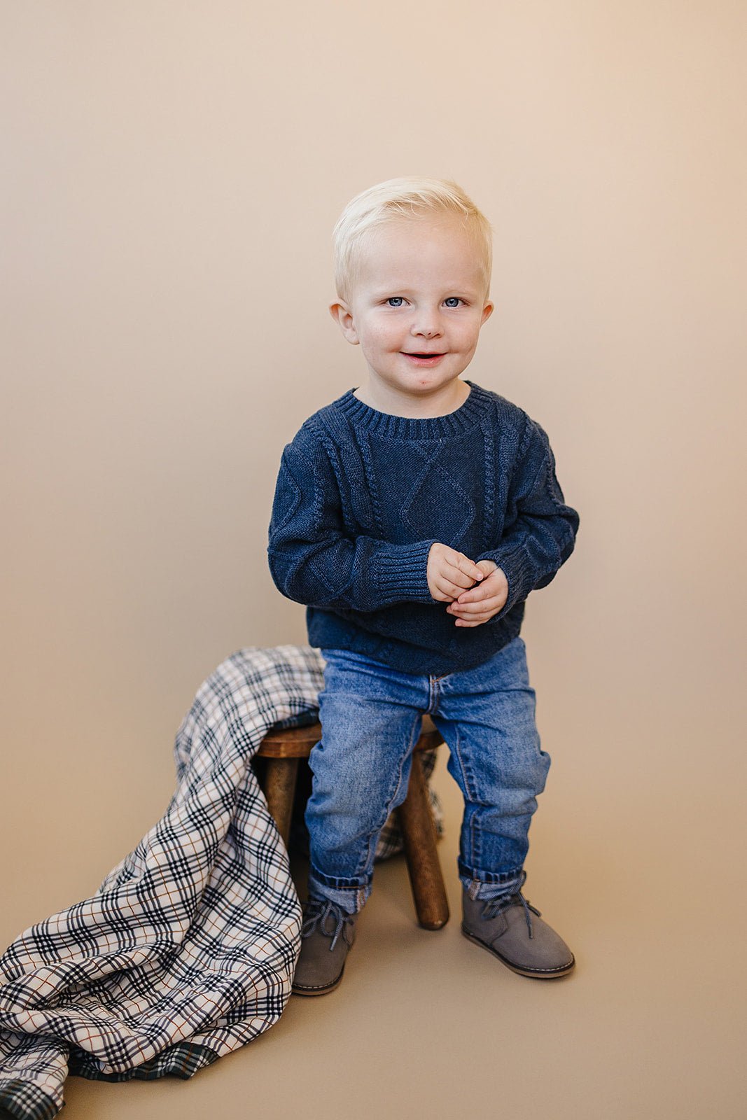 Mebie Baby Mebie Baby Navy Cable Knit Sweater 100 Percent Cotton - 