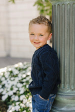 Mebie Baby Mebie Baby Navy Cable Knit Sweater 100 Percent Cotton - 