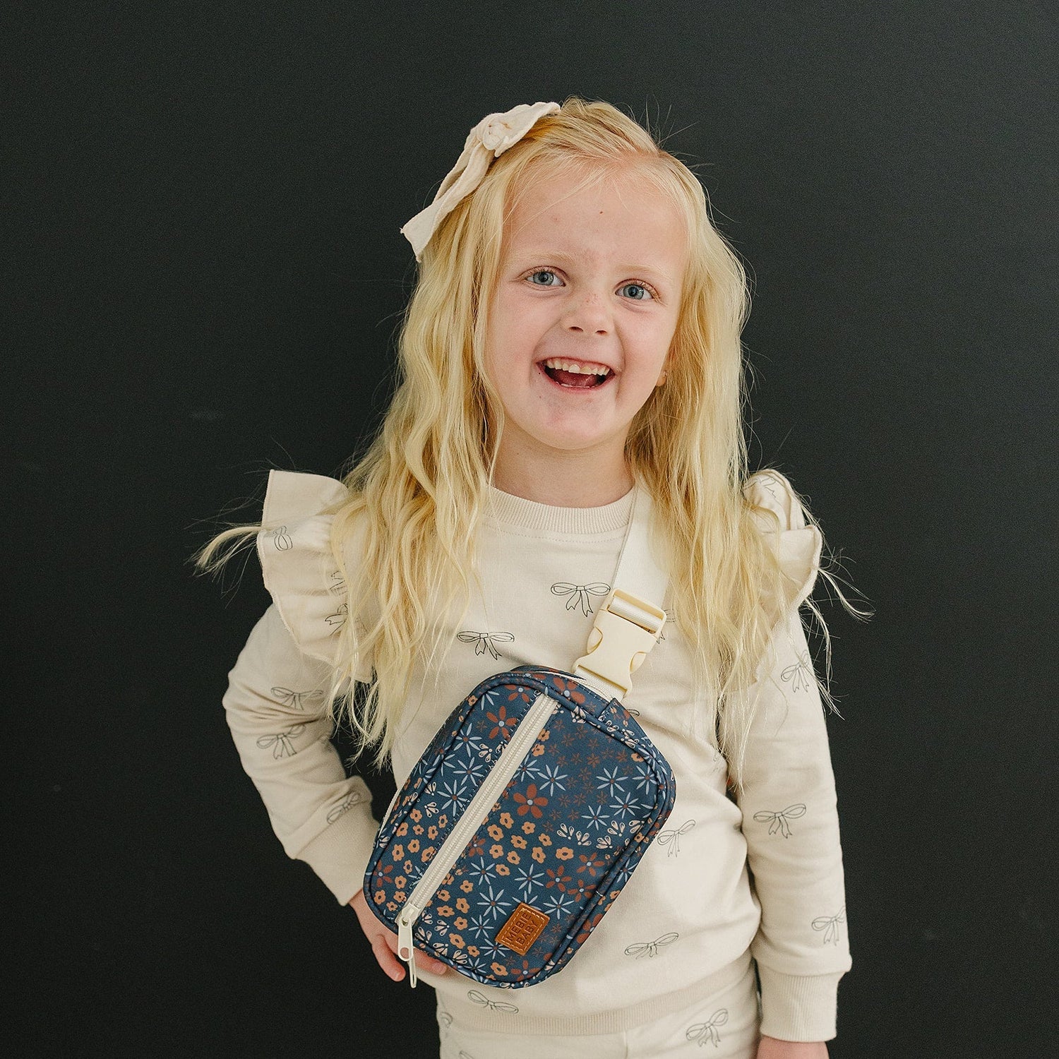 Mebie Baby Mebie Baby Navy Floral Mini Fanny Pack For Kids On The Go - 