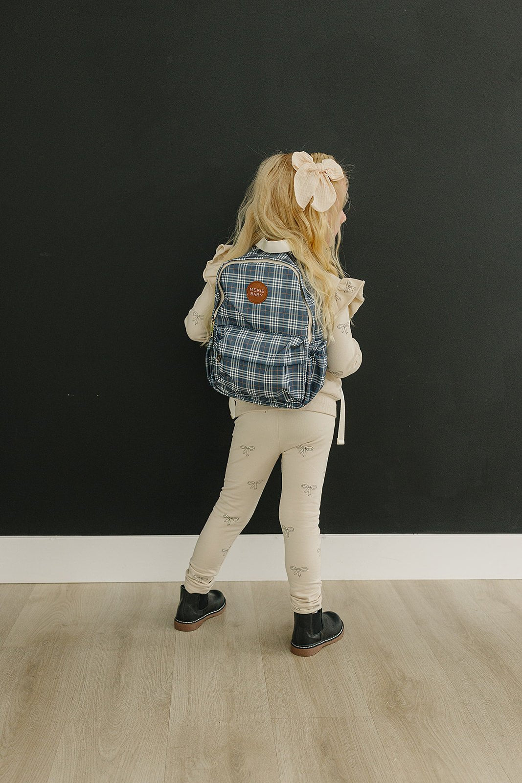 Mebie Baby Mebie Baby Navy Plaid Mini Backpack For Kids Diaper Bag - 