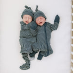 Mebie Baby Mebie Baby Navy Stripes Ribbed Bamboo Zipper Pajamas For Babies - 