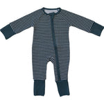 Mebie Baby Mebie Baby Navy Stripes Ribbed Bamboo Zipper Pajamas For Babies - 
