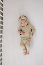 Mebie Baby Mebie Baby Oatmeal Organic Ribbed Snap Bodysuit Long Sleeve - 