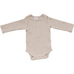 Mebie Baby Mebie Baby Oatmeal Organic Ribbed Snap Bodysuit Long Sleeve - 