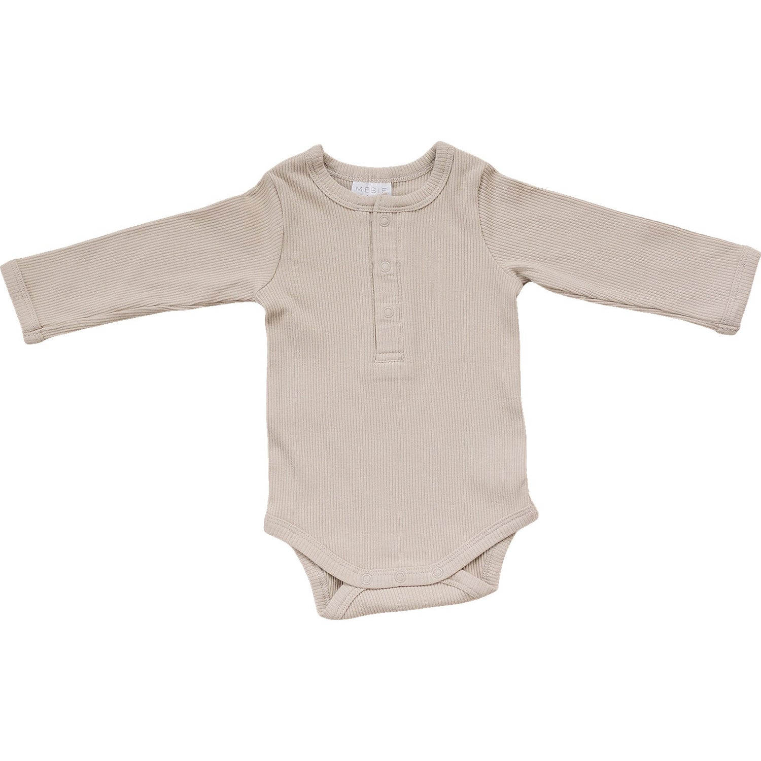 Mebie Baby Mebie Baby Oatmeal Organic Ribbed Snap Bodysuit Long Sleeve - 