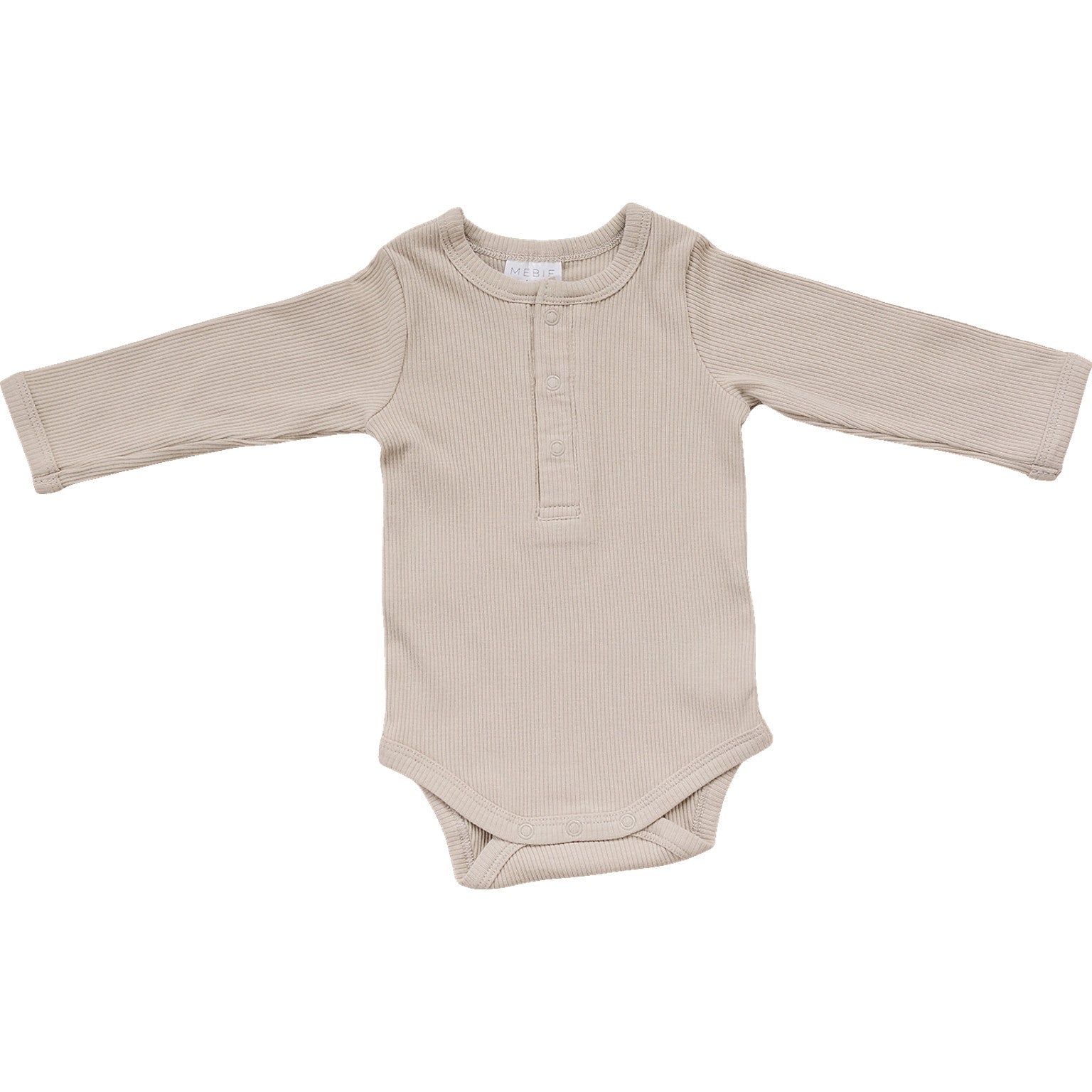 Mebie Baby Mebie Baby Oatmeal Organic Ribbed Snap Bodysuit Long Sleeve - 