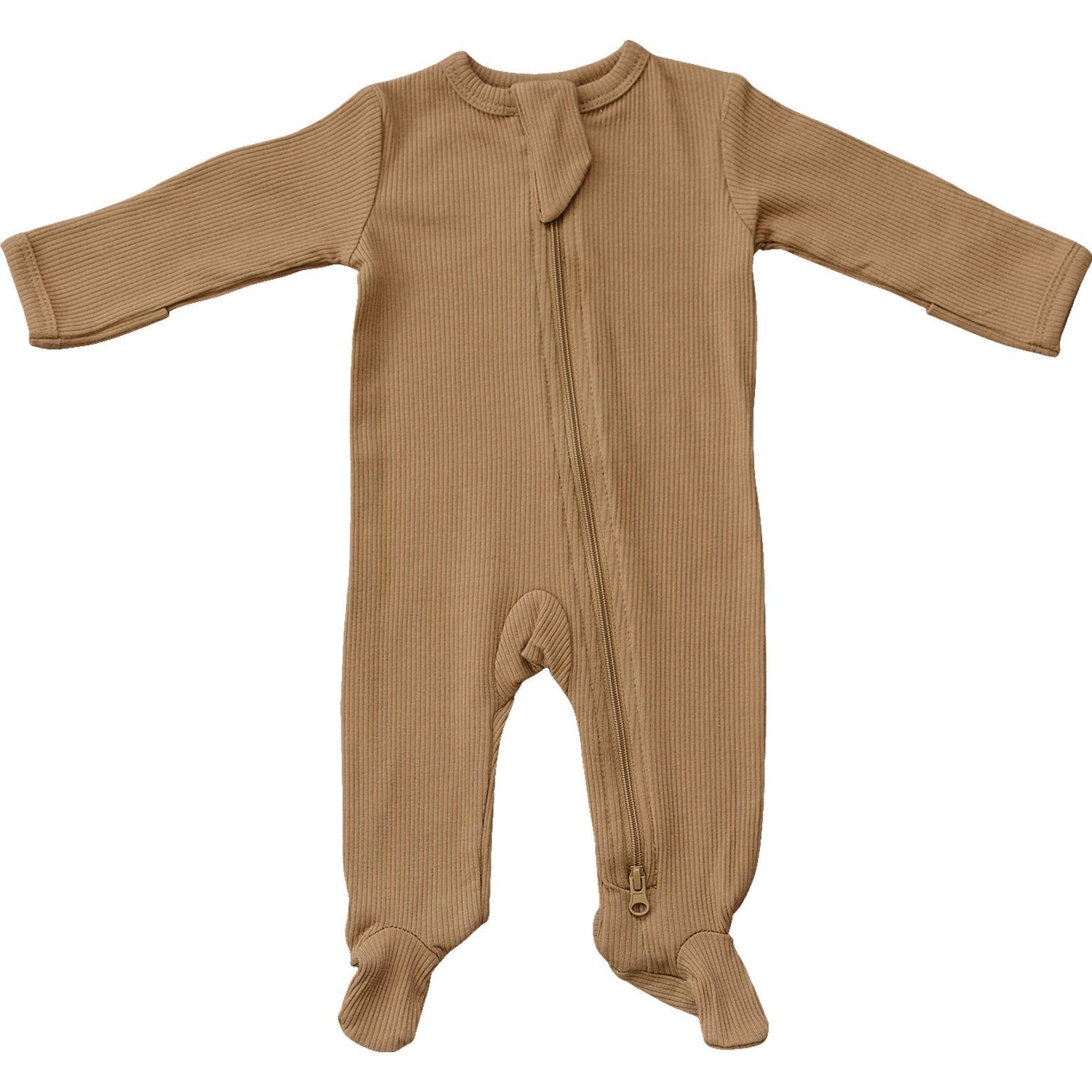 Mebie Baby Mebie Baby Organic Cotton Ribbed Footed Pajamas With Double Zipper - 