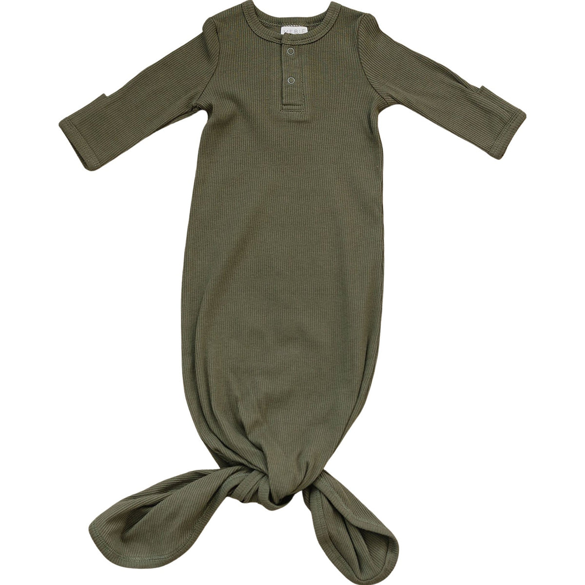 Mebie Baby Mebie Baby Organic Knot Gown Newborn Winter Green Ribbed Cotton - 
